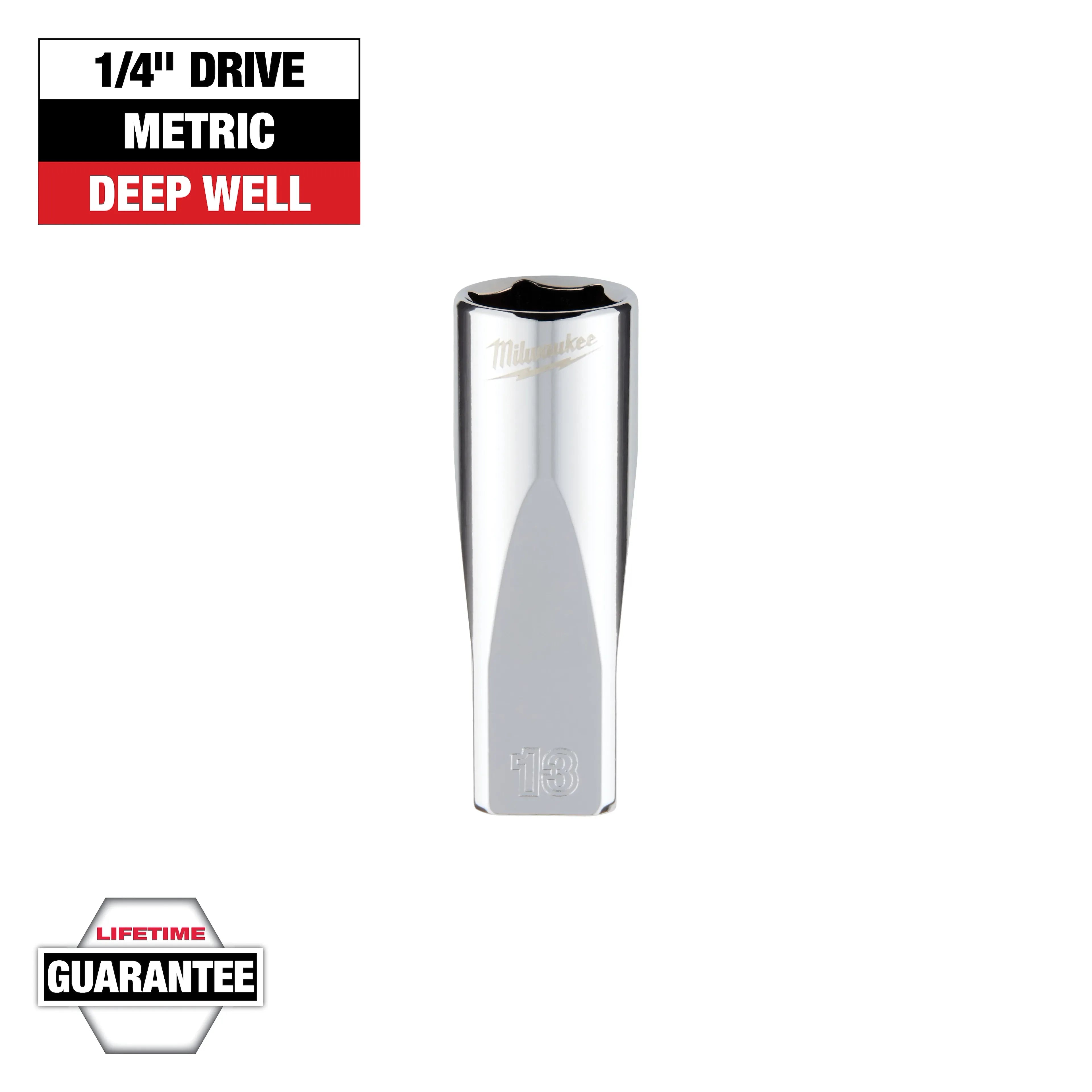 Milwaukee 45-34-9051 1/4 in. Drive 13mm Metric 6-Point Deep Socket - Ace Tool Group - Milwaukee
