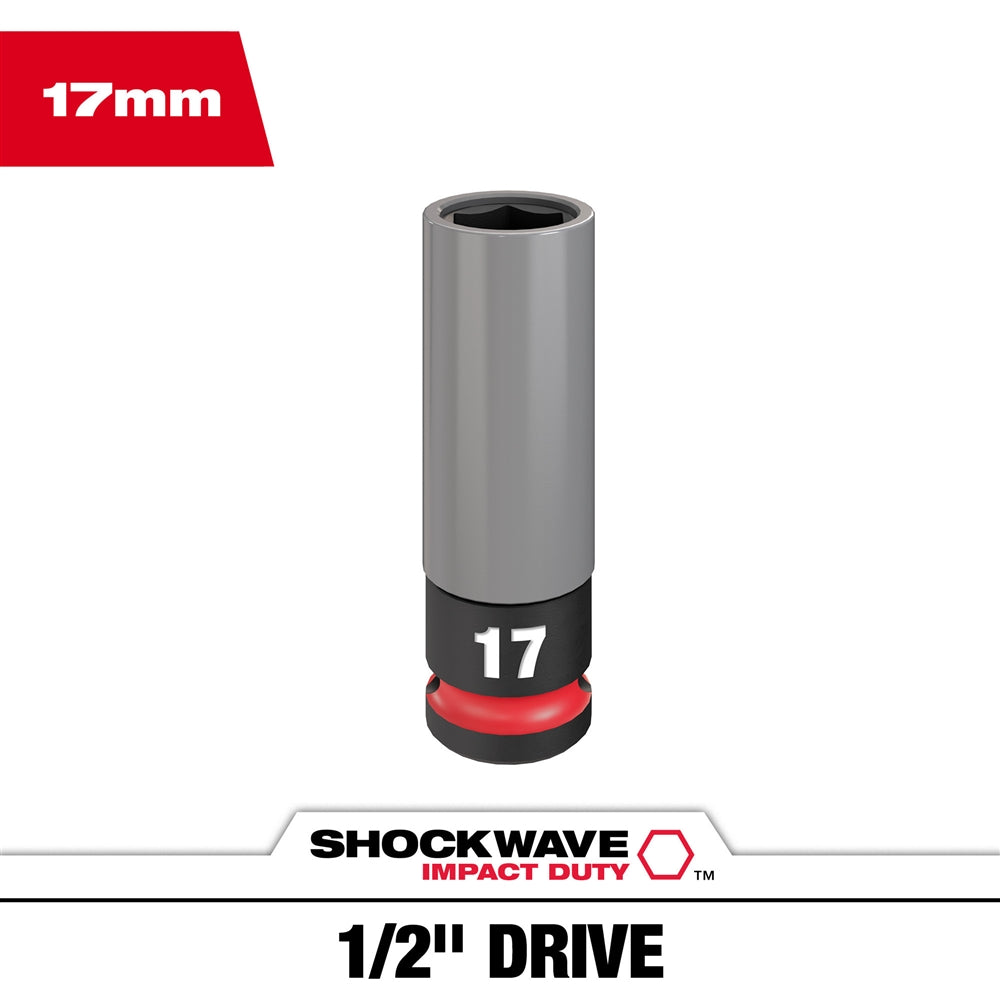 Milwaukee 49-66-7802 SHOCKWAVE Impact Duty 1/2 Drive 17MM Metric Lug Nut Wheel Socket - Ace Tool Group - Milwaukee