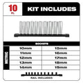 Milwaukee 48-22-9505 3/8" Drive 10pc Deep Well Socket Set - Metric - Ace Tool Group - Milwaukee