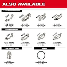 Milwaukee 48-53-2819 5/16" x 75' Chain Snake Cable - Ace Tool Group - Milwaukee