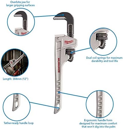 Milwaukee 48-22-7212 12-Inch Aluminum Pipe Wrench - Ace Tool Group - Milwaukee