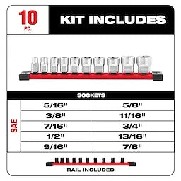 Milwaukee 48-22-9403 3/8" Drive 10pc Socket Set - SAE - Ace Tool Group - Milwaukee