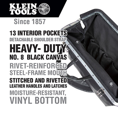 Klein 510218SPBLK Deluxe Canvas Tool Bag 18 in. - Ace Tool Group - Klein