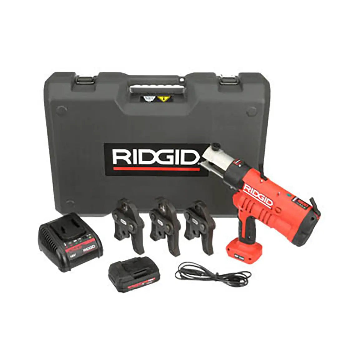 Ridgid 43248 RP 340-B Battery Press Tool Set with V15/V22/V28 V-Profile Press Jaws, 10 mm to 108 mm, 32 kN - Ace Tool Group - Ridgid