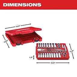 Milwaukee 48-22-9010 47 pc 1/2" Socket Wrench Set - SAE & Metric - Ace Tool Group - Milwaukee