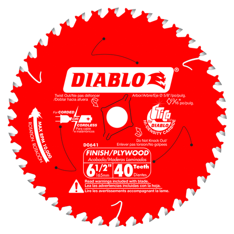 Diablo Tools 6-1/2" X 40-Teeth Finish Trim Saw Blade For Wood - Ace Tool Group - Diablo