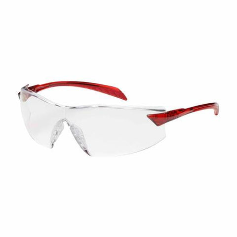 PIP 250-45-1020 Radar Eyewear, Clear Polycarbonate Lens, Anti-Scratch And Anti-Fog, Rimless, Red Bayonet Temples, Non-Slip Nose Pads And Temple Tips, -12 Pack - Ace Tool Group - Protective Industrial Products