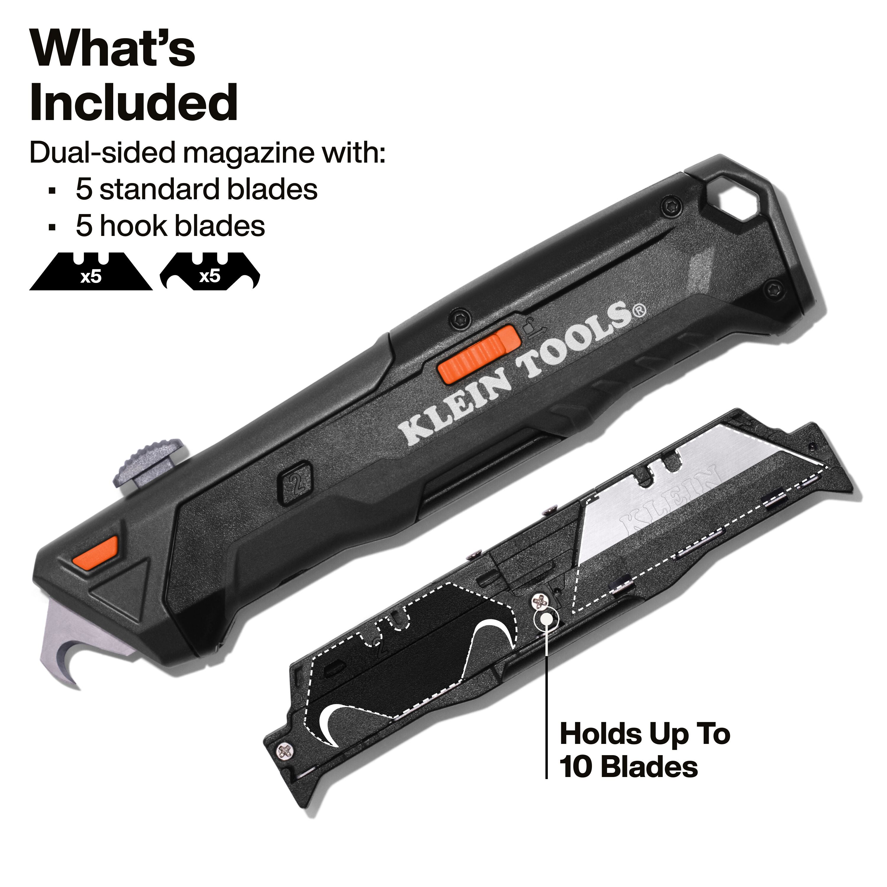 Klein Auto-Loading Retractable Utility Knife with Dual-Sided Blade Magazine - Ace Tool Group - KLEIN