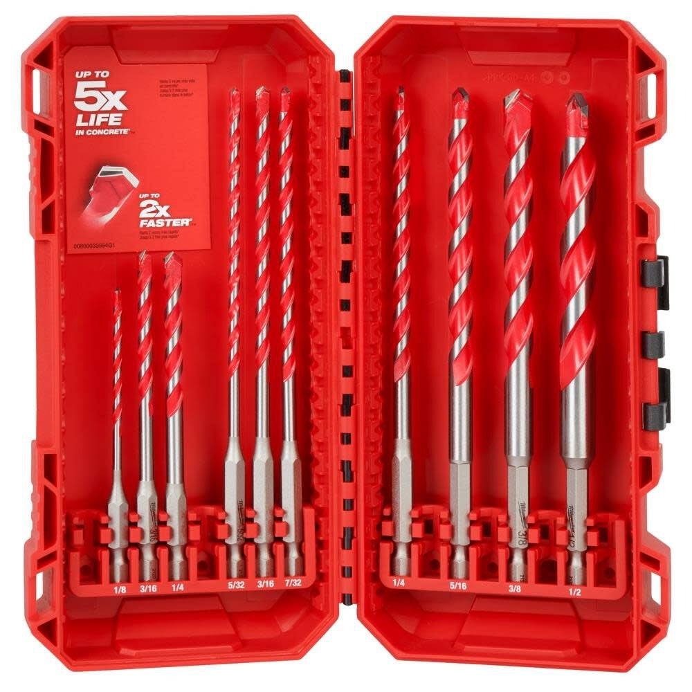 Milwaukee 48-20-9058 10pc. SHOCKWAVE Impact Duty Carbide Hammer Drill Bit Kit - Ace Tool Group - Milwaukee