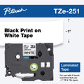 P-Touch TZE-251 Black on White Laminated Tape - 26 ft. - Ace Tool Group - Ace Tool Group