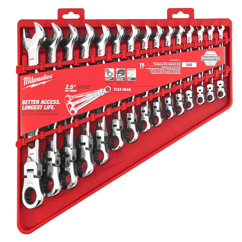 Milwaukee 48-22-9413 15pc Flex Ratchet Set - SAE - Ace Tool Group - Milwaukee