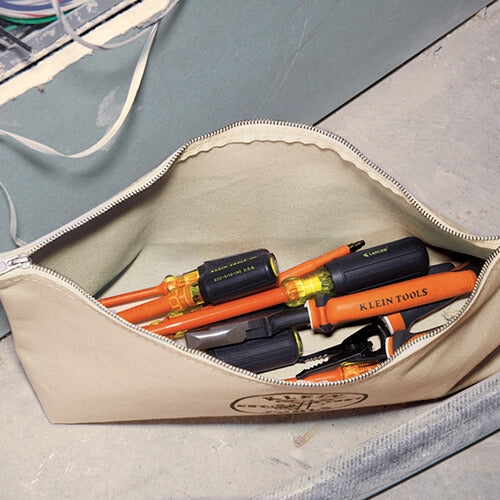 Klein 5539LNAT Canvas Bag with Zipper, Large Natural - Ace Tool Group - Klein