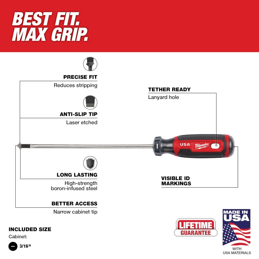 Milwaukee MT212 3/16" Cabinet 6" Screwdriver - Ace Tool Group - Milwaukee