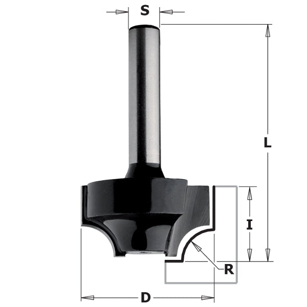 CMT 82706 Contractor Ovolo Bit, 1-inch Diameter, 1/4-inch Radius, 1/4-inch Shank - Ace Tool Group - CMT