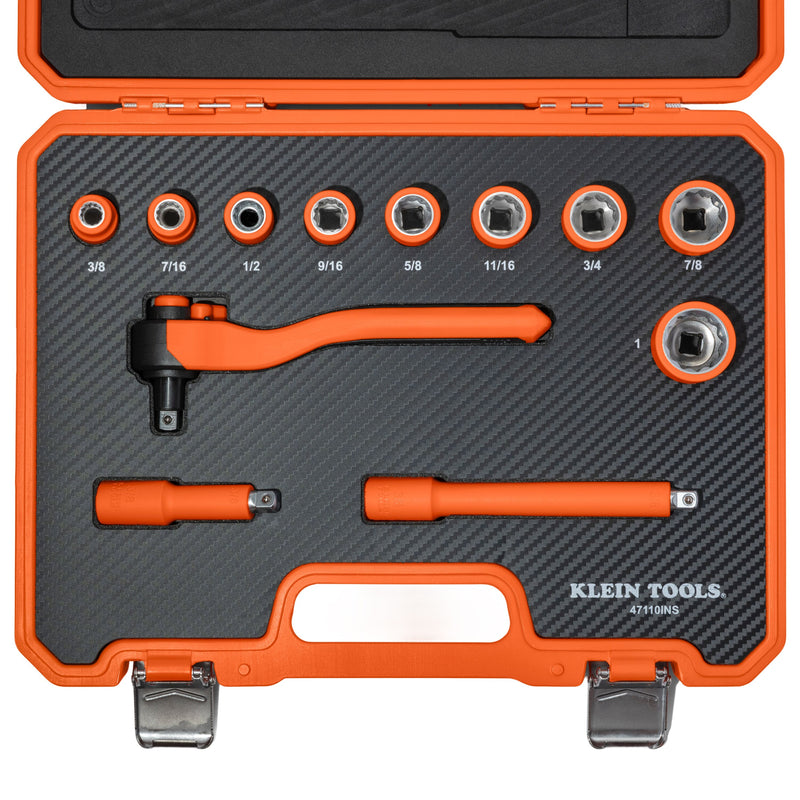 Klein Insulated Ratchet and Socket Set, 12-Piece - Ace Tool Group - KLEIN