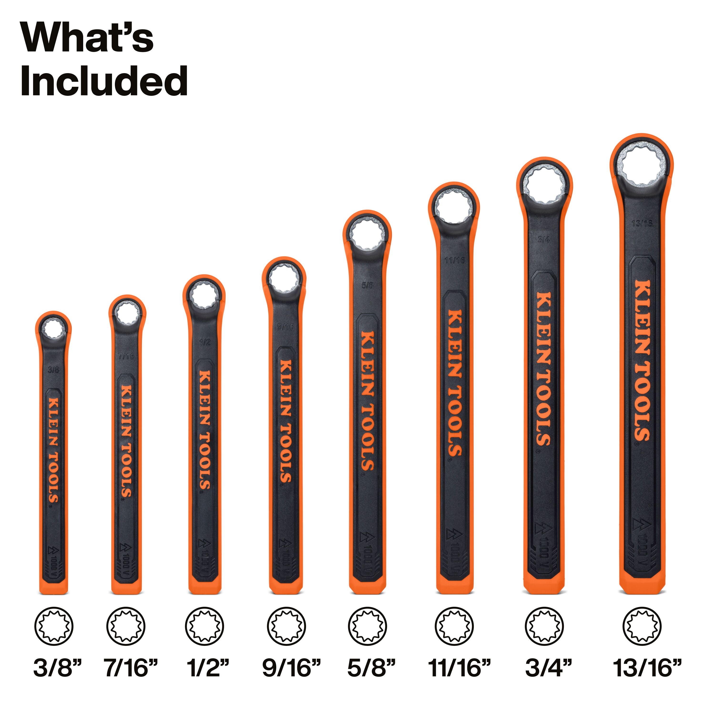 Klein 47140INS Insulated Box End Wrench Set, 8-Piece