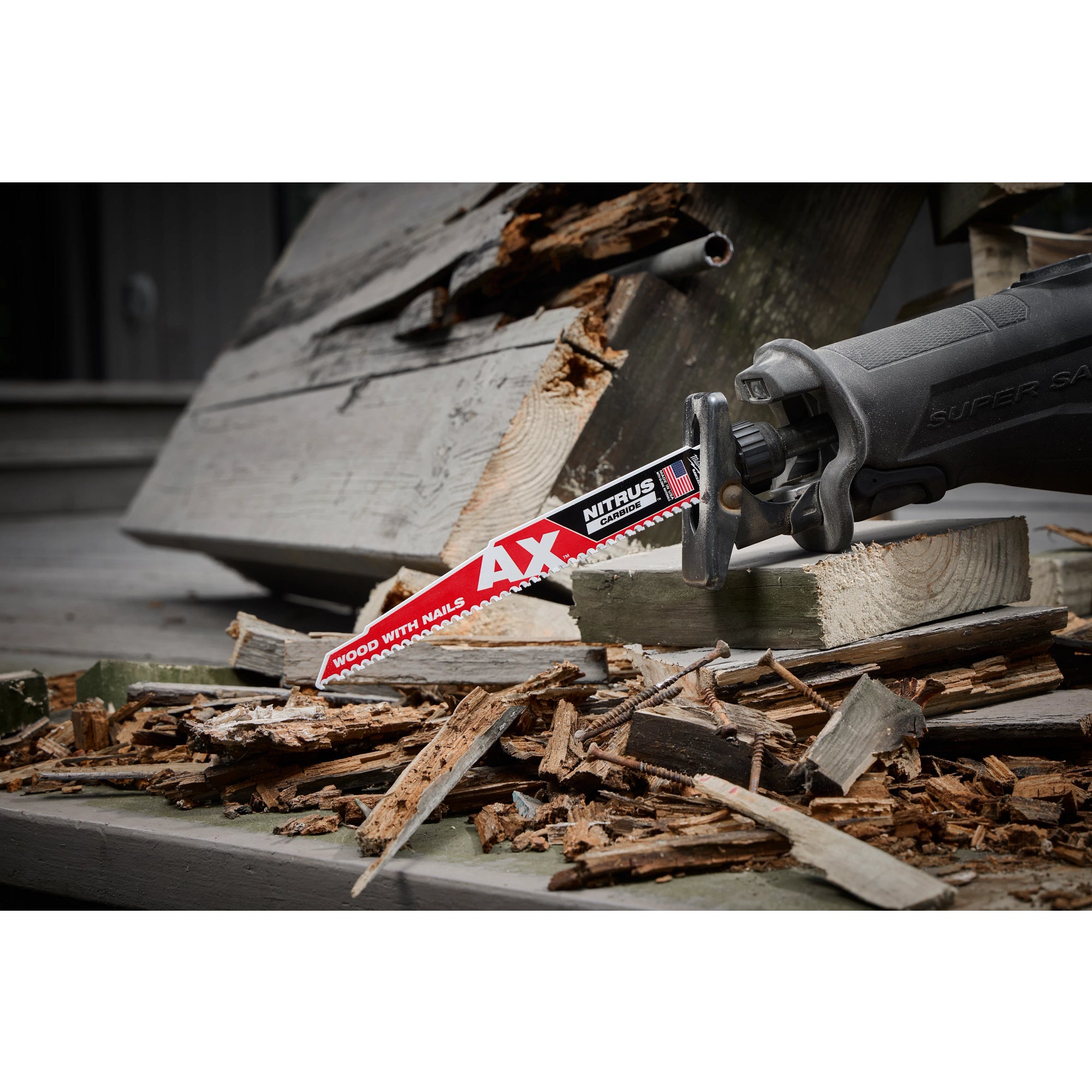 Milwaukee 48-00-7253 12" 5 TPI AX™ w/NITRUS™ Carbide Teeth SAWZALL® Blade for Wood with Nails - Ace Tool Group - Milwaukee Tool