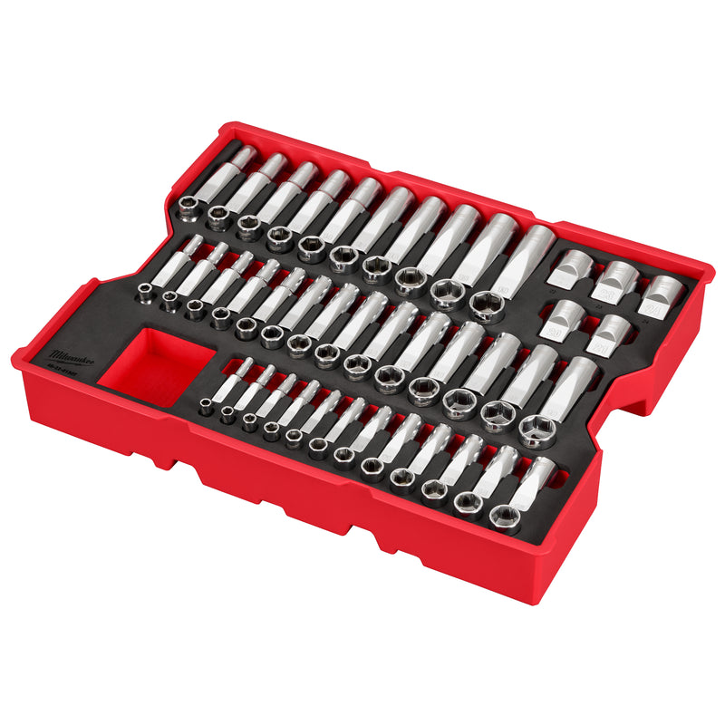 Milwaukee 48-22-0150 77 pc. 1/4”, 3/8”, & 1/2” Drive Metric Socket Set with Tray for PACKOUT™ Drawers - Ace Tool Group - Milwaukee Tool