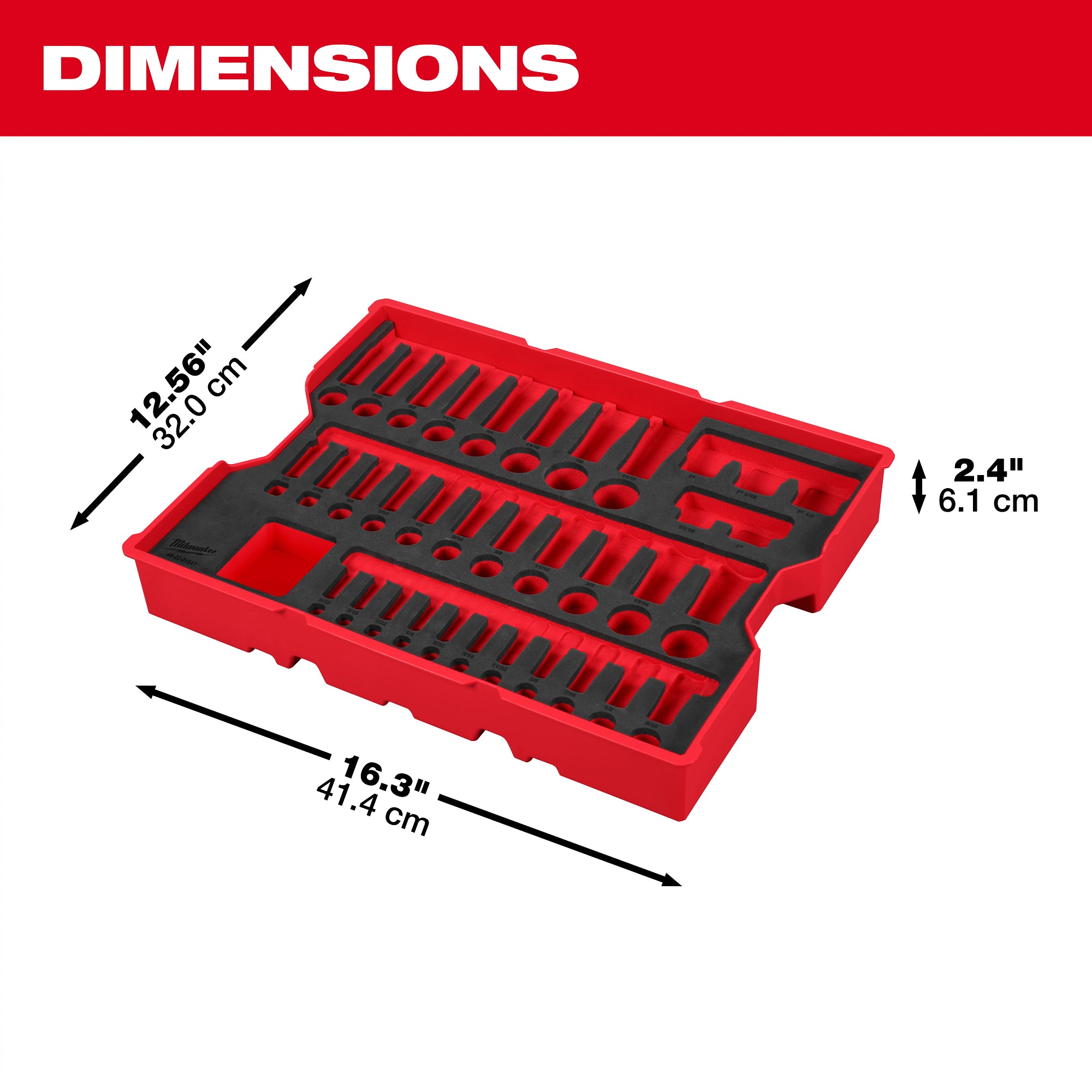 Milwaukee 48-22-0151 65 pc. 1/4”, 3/8”, & 1/2” Drive SAE Socket Set with Tray for PACKOUT™ Drawers