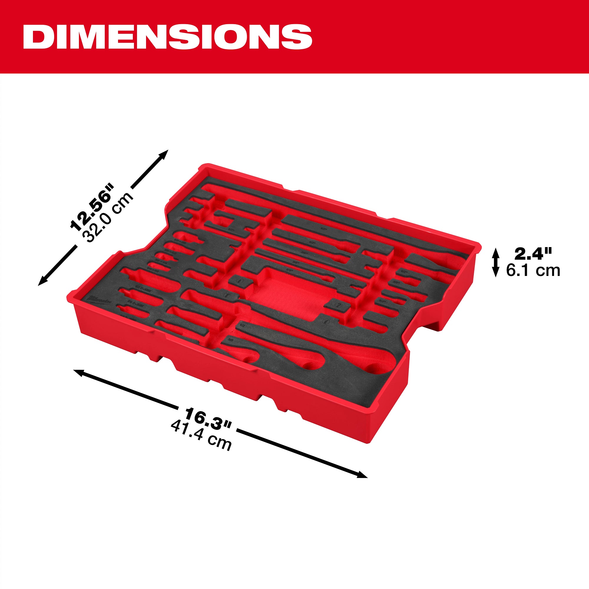 Milwaukee 48-22-0153 23 pc. 1/4”, 3/8”, & 1/2” Drive Ratchet and Accessory Set with Tray for PACKOUT™ Drawers