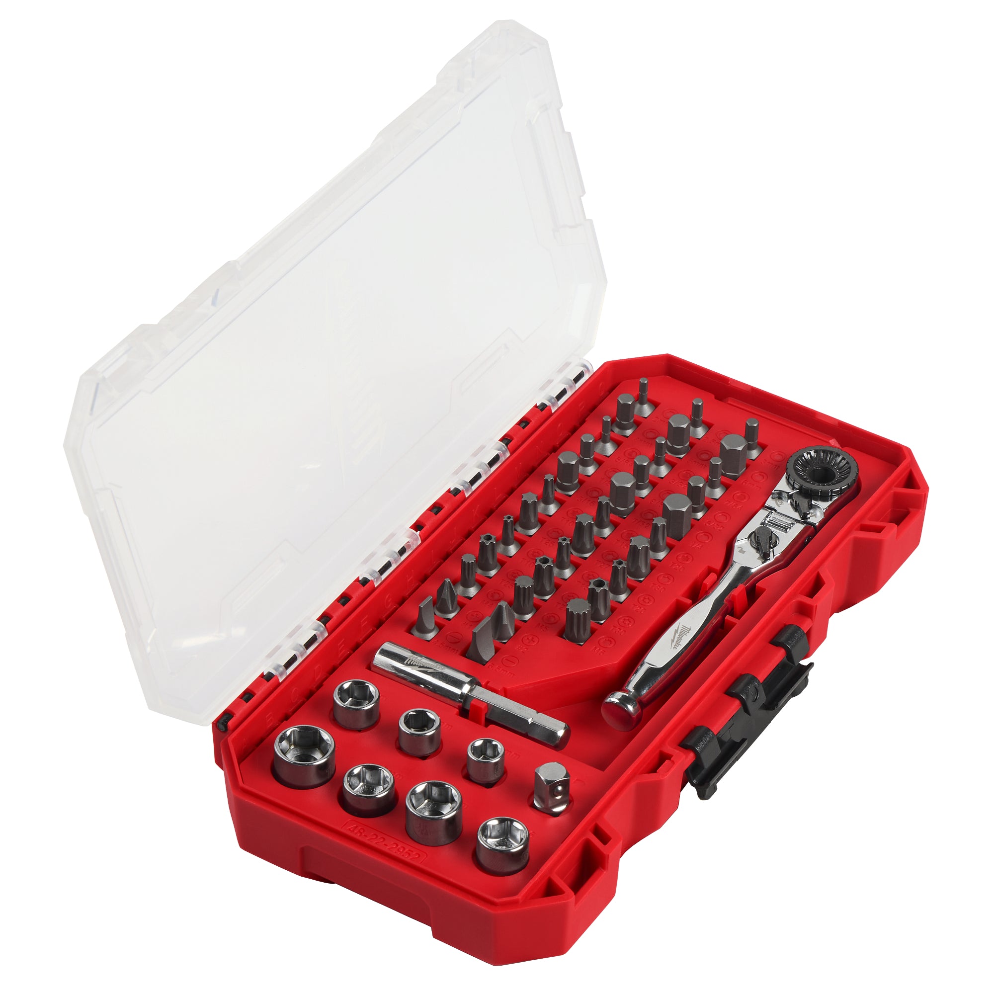 Milwaukee 48-22-2952 44pc. 1/4” Hex Drive Mini Flex Head Ratchet & Bit Set