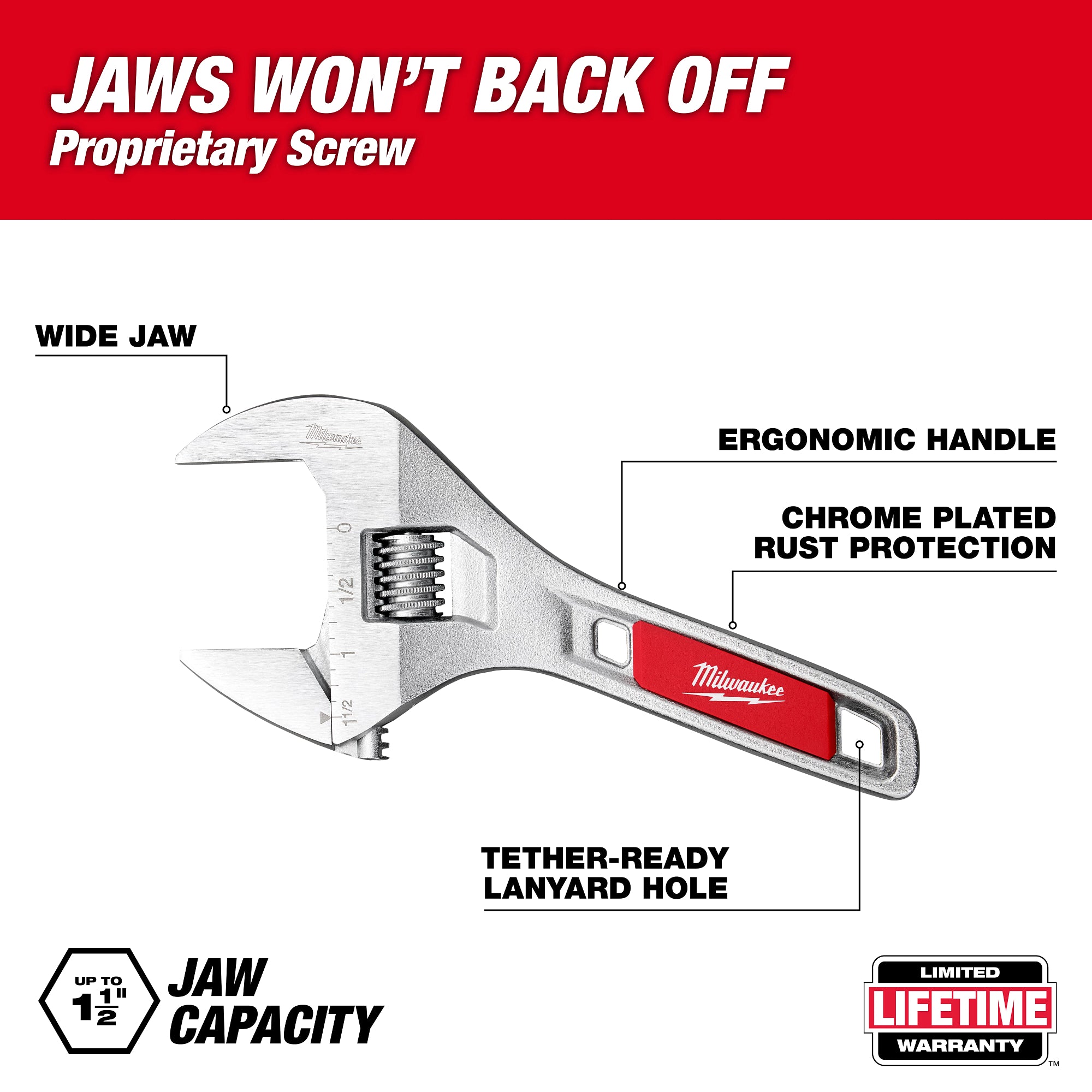 6" Wide Jaw Adjustable Wrench
