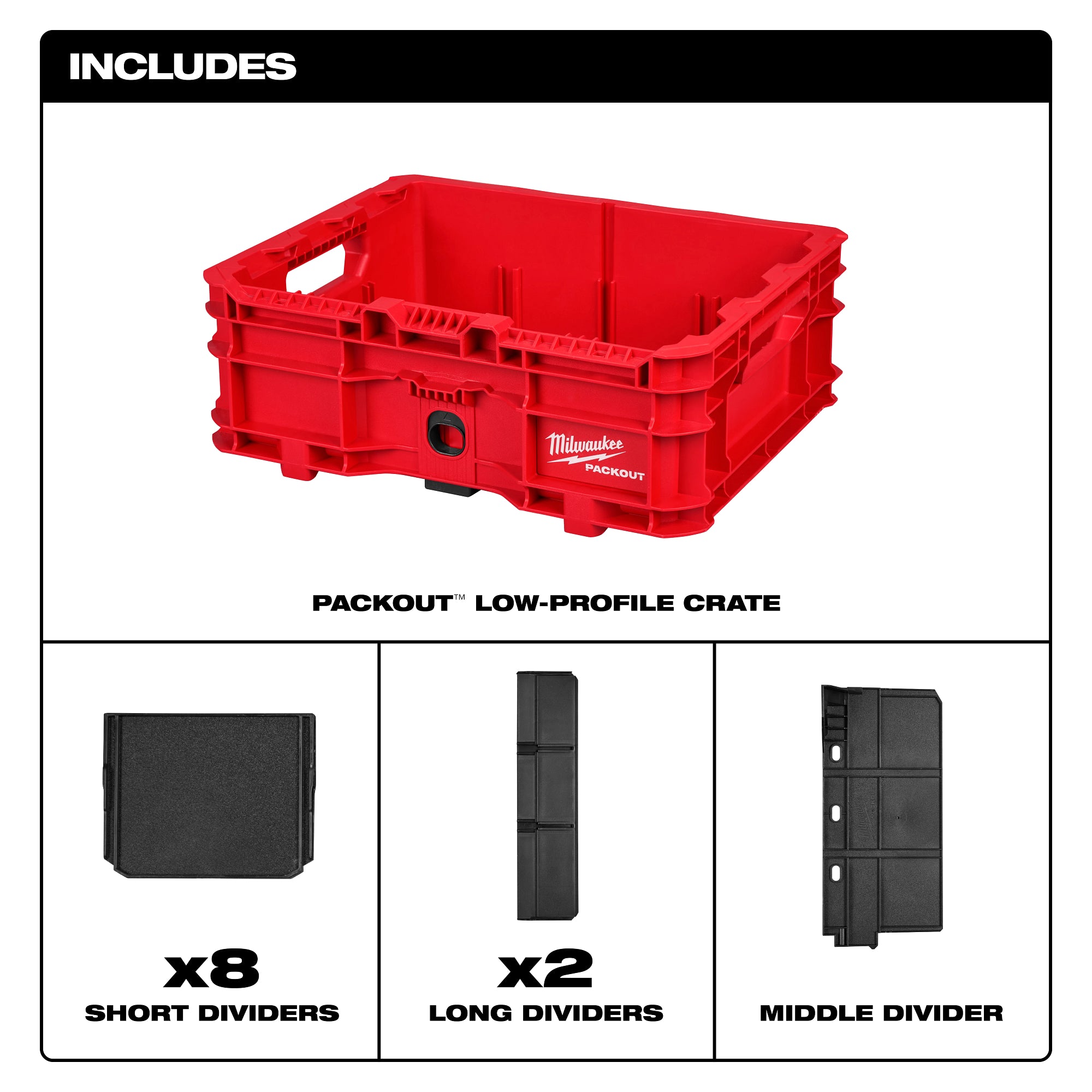 Milwaukee 48-22-8438 PACKOUT™ Low-Profile Crate