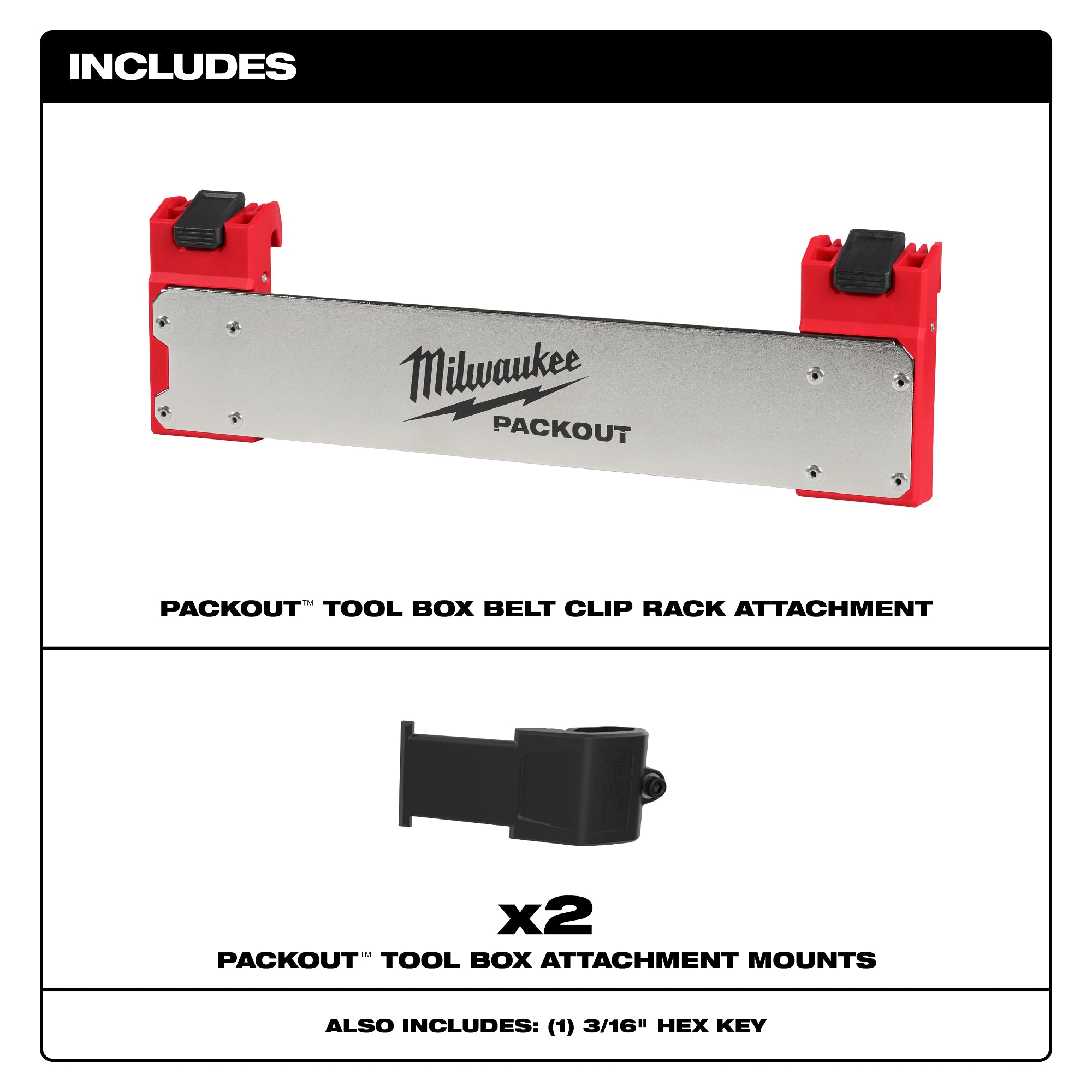 Milwaukee 48-22-8609 PACKOUT™ Tool Box Belt Clip Rack Attachment - Ace Tool Group - Milwaukee Tool