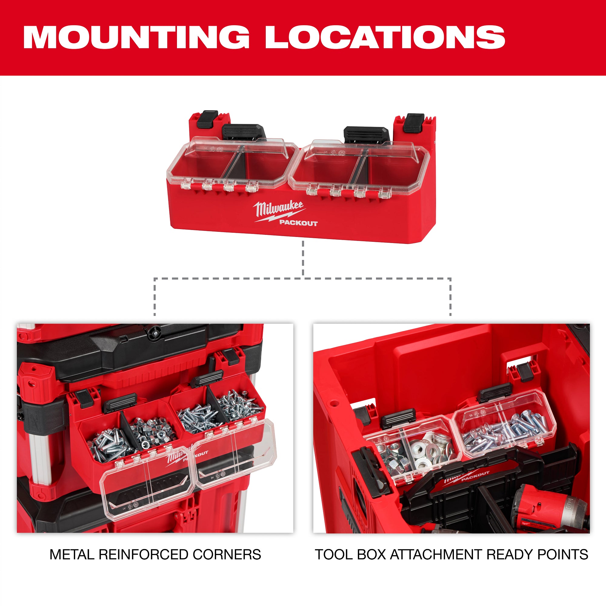 Milwaukee 48-22-8610 PACKOUT™ Tool Box 2-Bin Attachment - Ace Tool Group - Milwaukee Tool