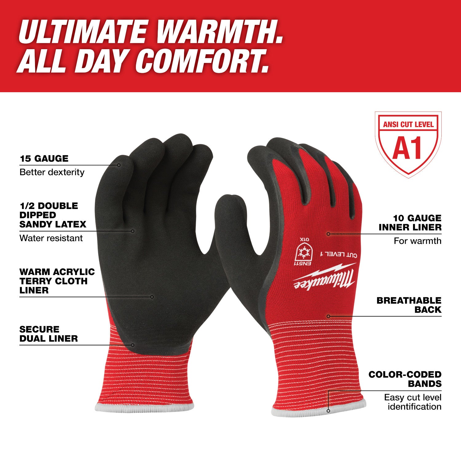 Milwaukee 48-22-8910B 6 PK Cut Level 1 Insulated Gloves - Ace Tool Group - Milwaukee