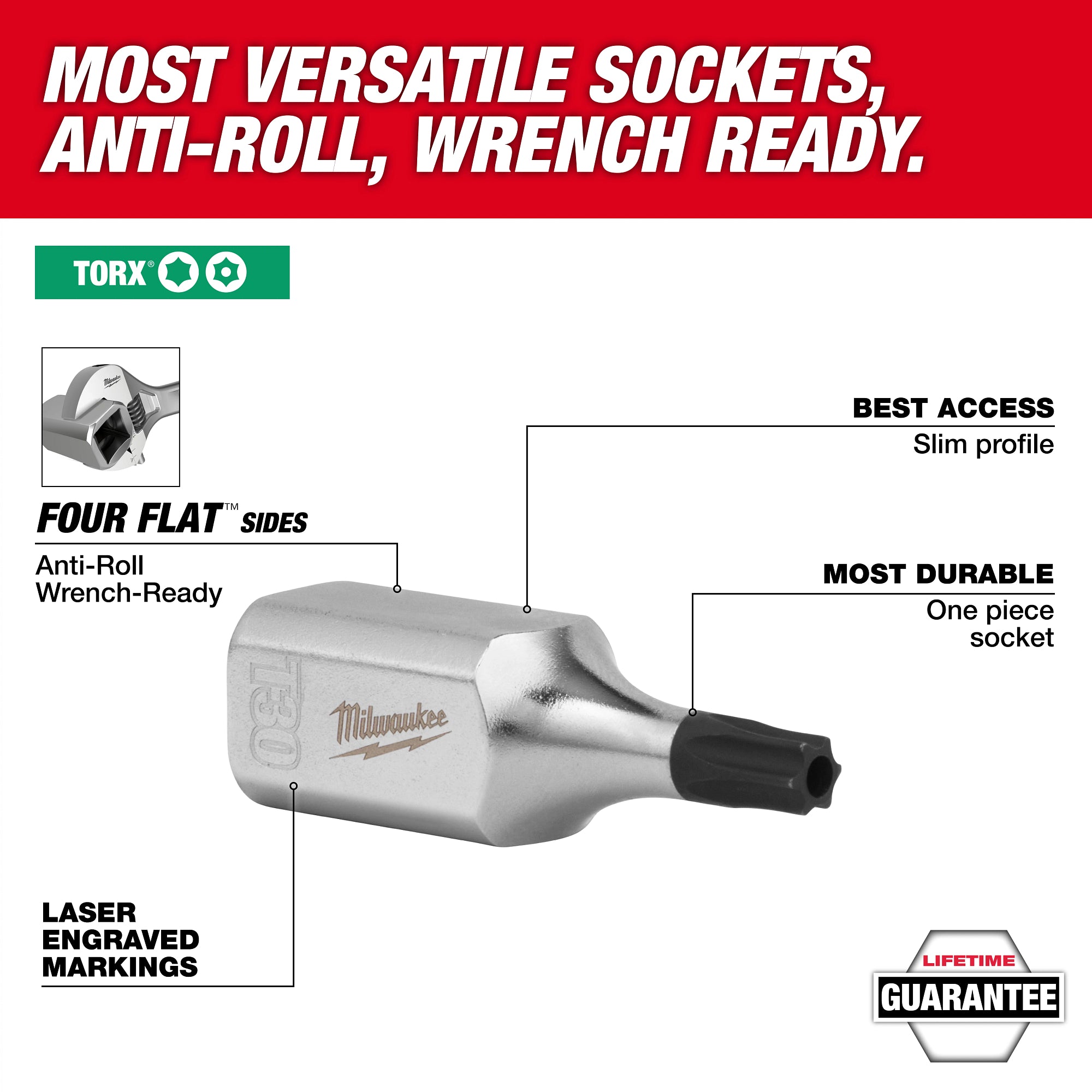 67pc 1/4”, 3/8”, and 1/2” Drive TORX® Bit Socket Set with PACKOUT™ ​Low-Profile Organizer