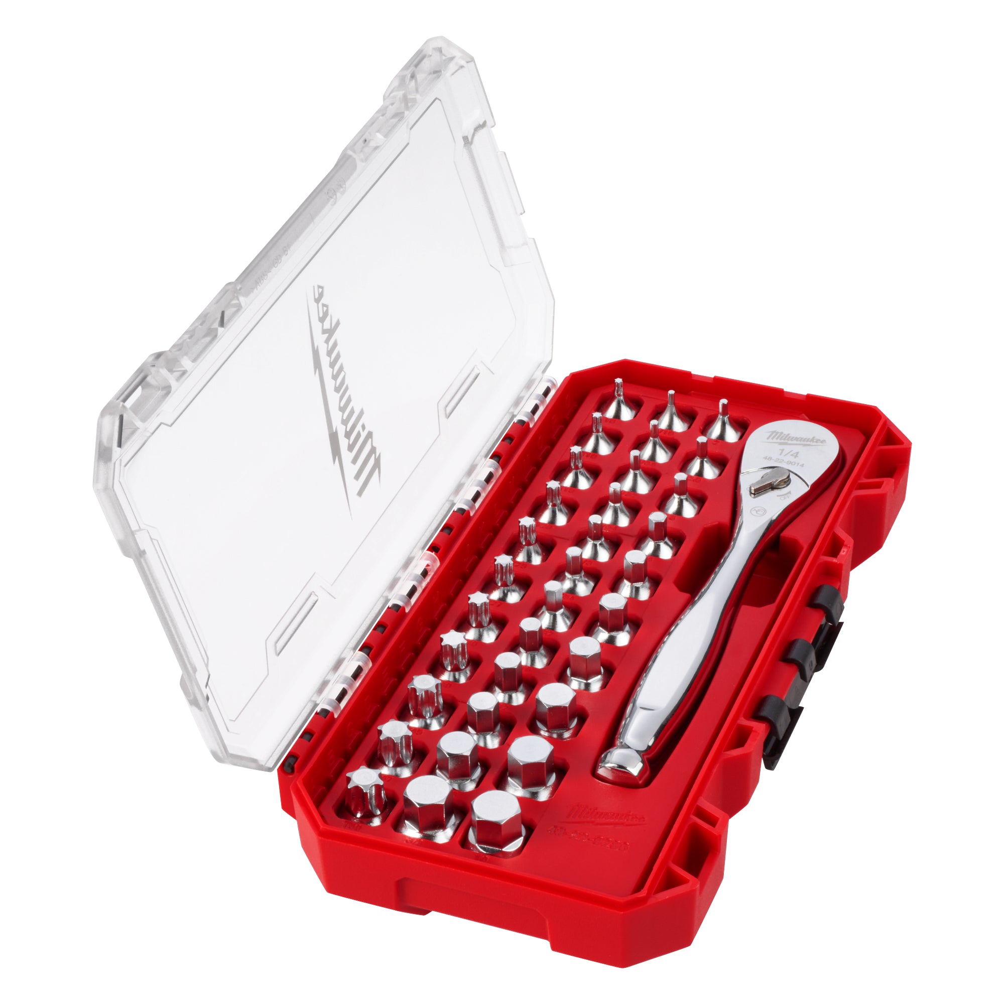 34pc 1/4” Drive Ratchet & Low-Profile Bit Socket Set