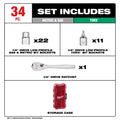 34pc 1/4” Drive Ratchet & Low-Profile Bit Socket Set