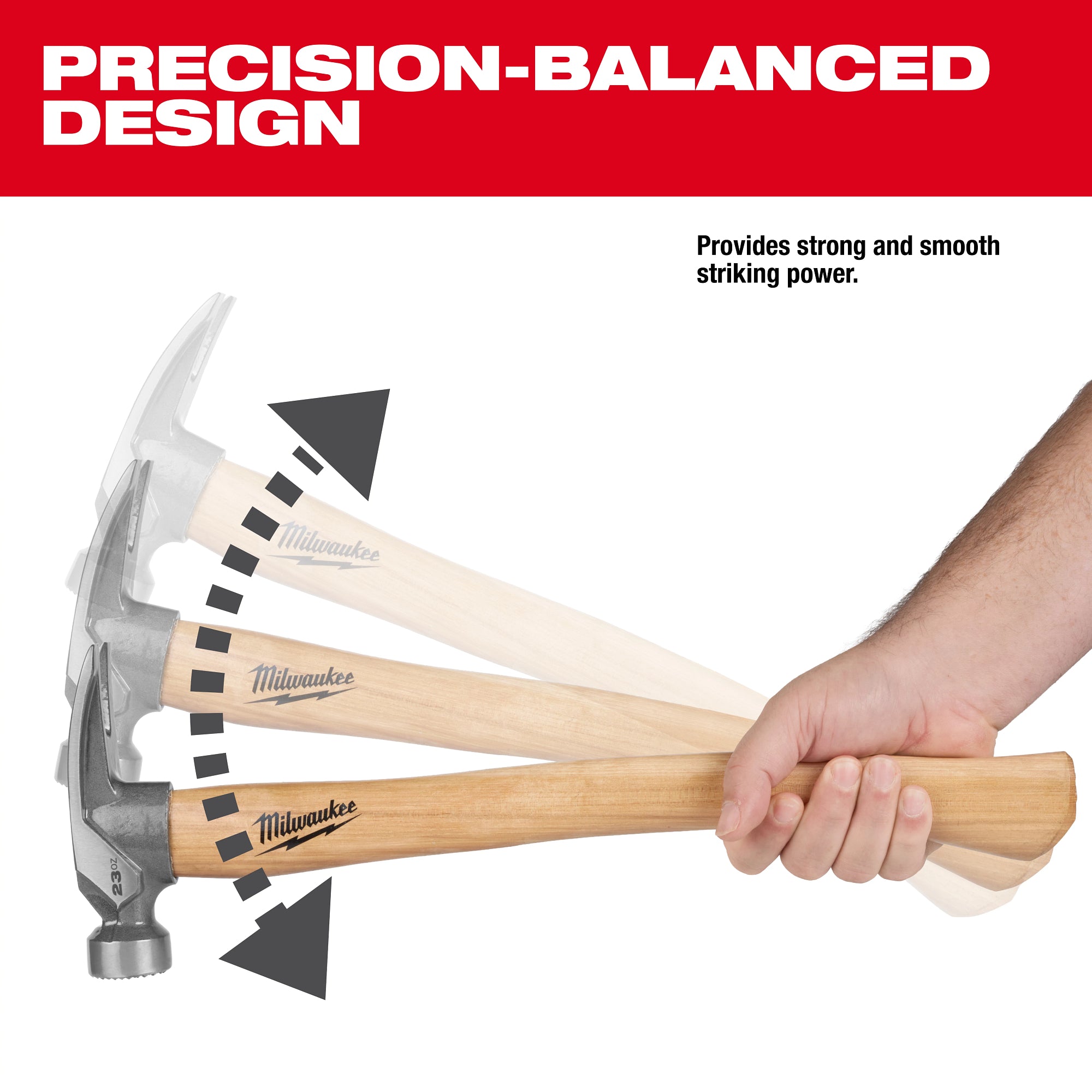 Milwaukee 48-22-9418 23oz Milled Face Hickory Handle Framing Hammer
