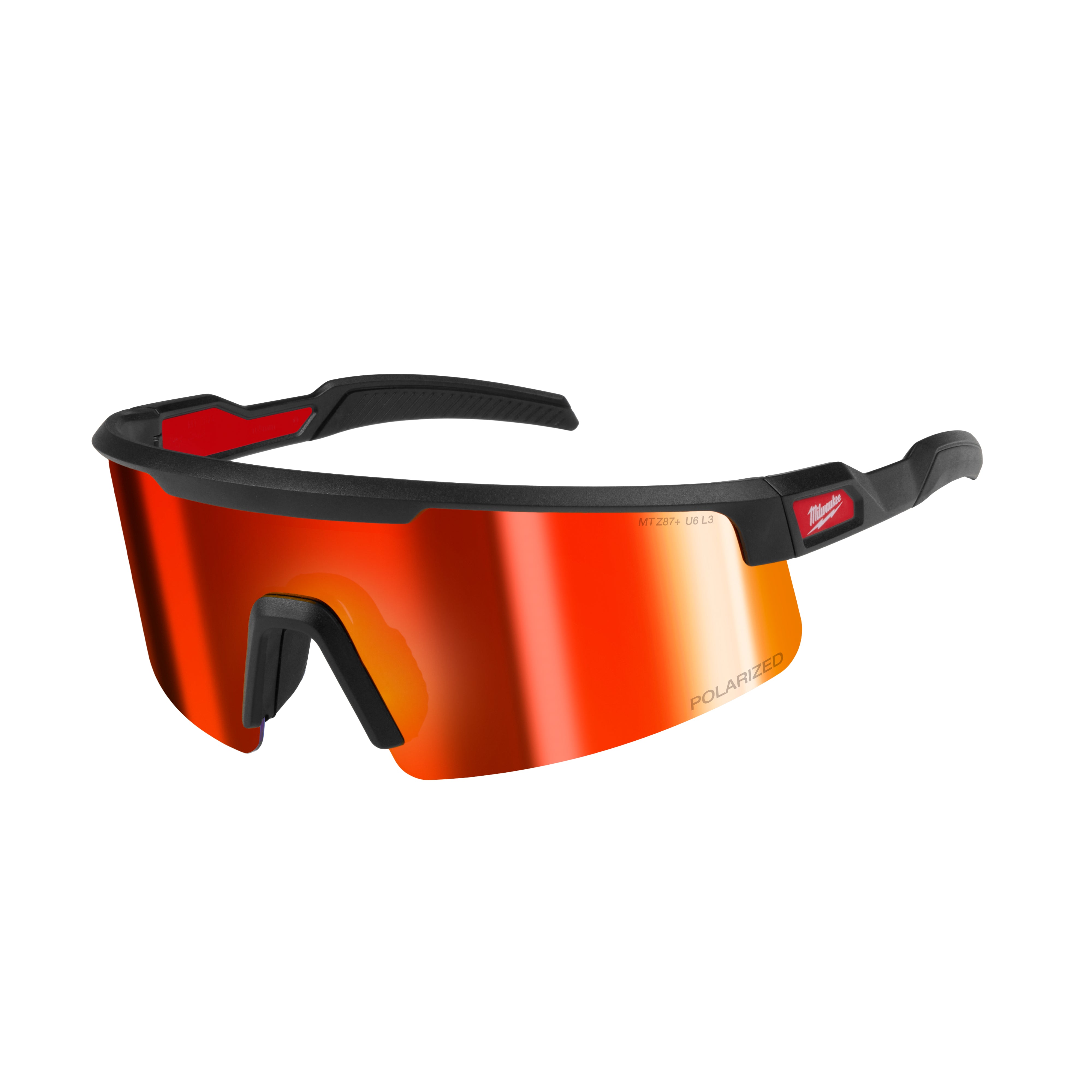Milwaukee 48-73-2501 Polarized Wrap Around Safety Glasses - Red Mirrored Dual Coat Lenses