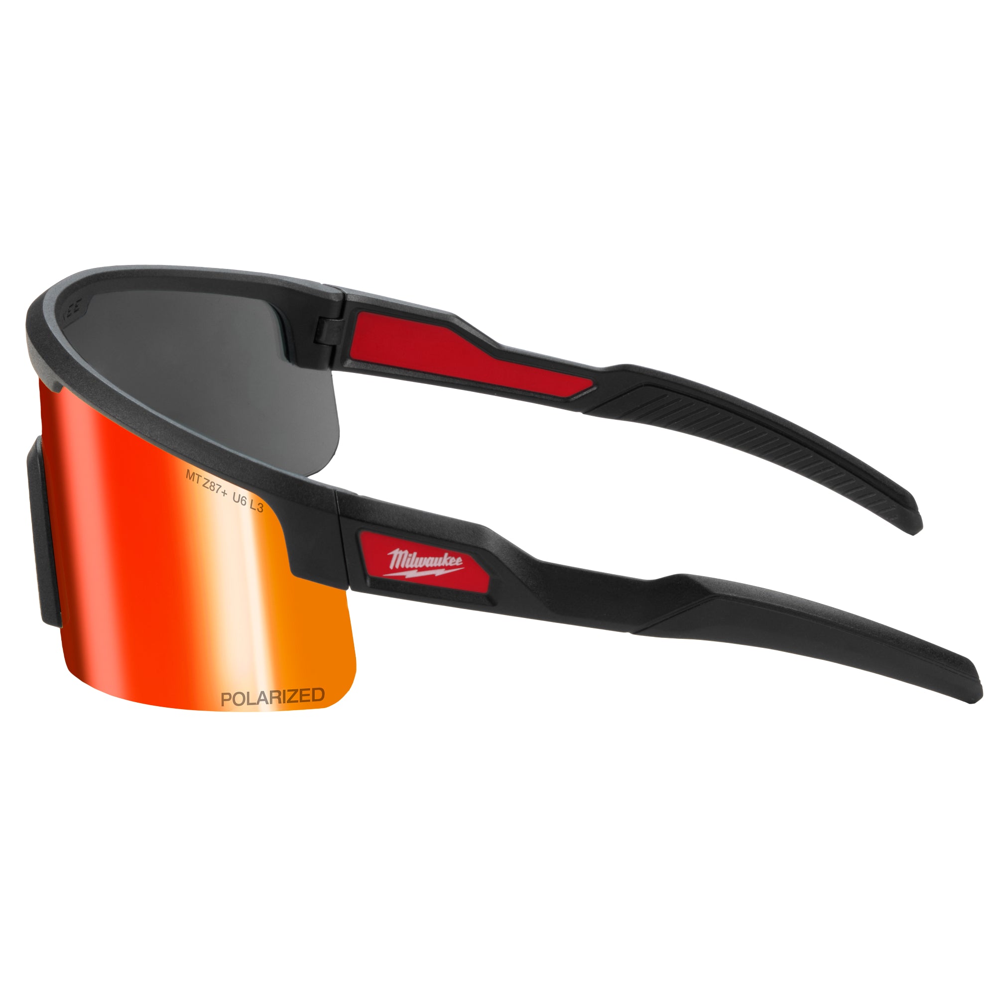 Milwaukee 48-73-2501 Polarized Wrap Around Safety Glasses - Red Mirrored Dual Coat Lenses