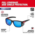 Milwaukee 48-73-2510 Full Frame Safety Glasses with Removable Side Shields – Blue Mirrored Anti-Scratch Lenses - Ace Tool Group - Milwaukee Tool