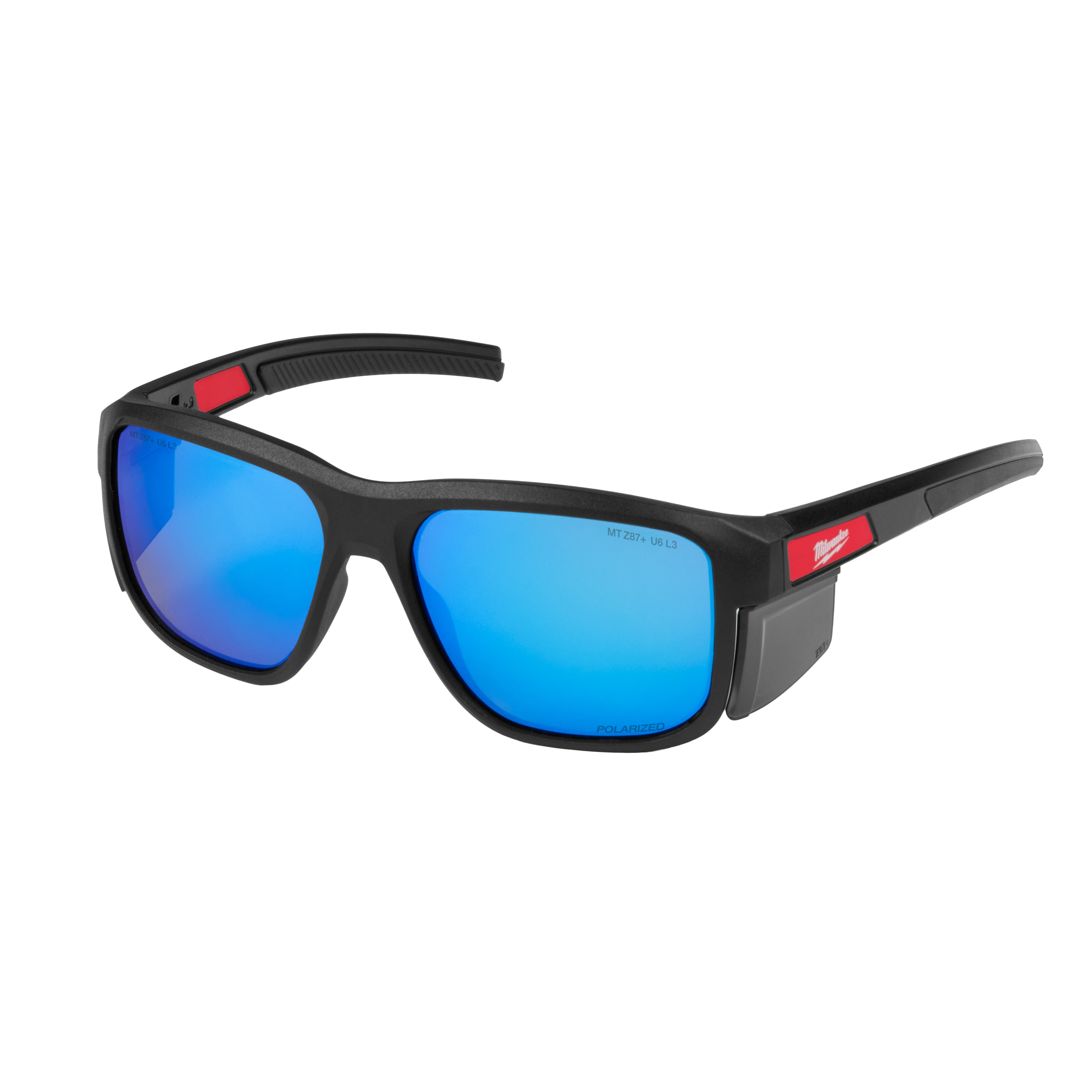 Milwaukee 48-73-2511 Polarized Full Frame Safety Glasses with Removable Side Shields – Blue Mirrored Dual Coat Lenses