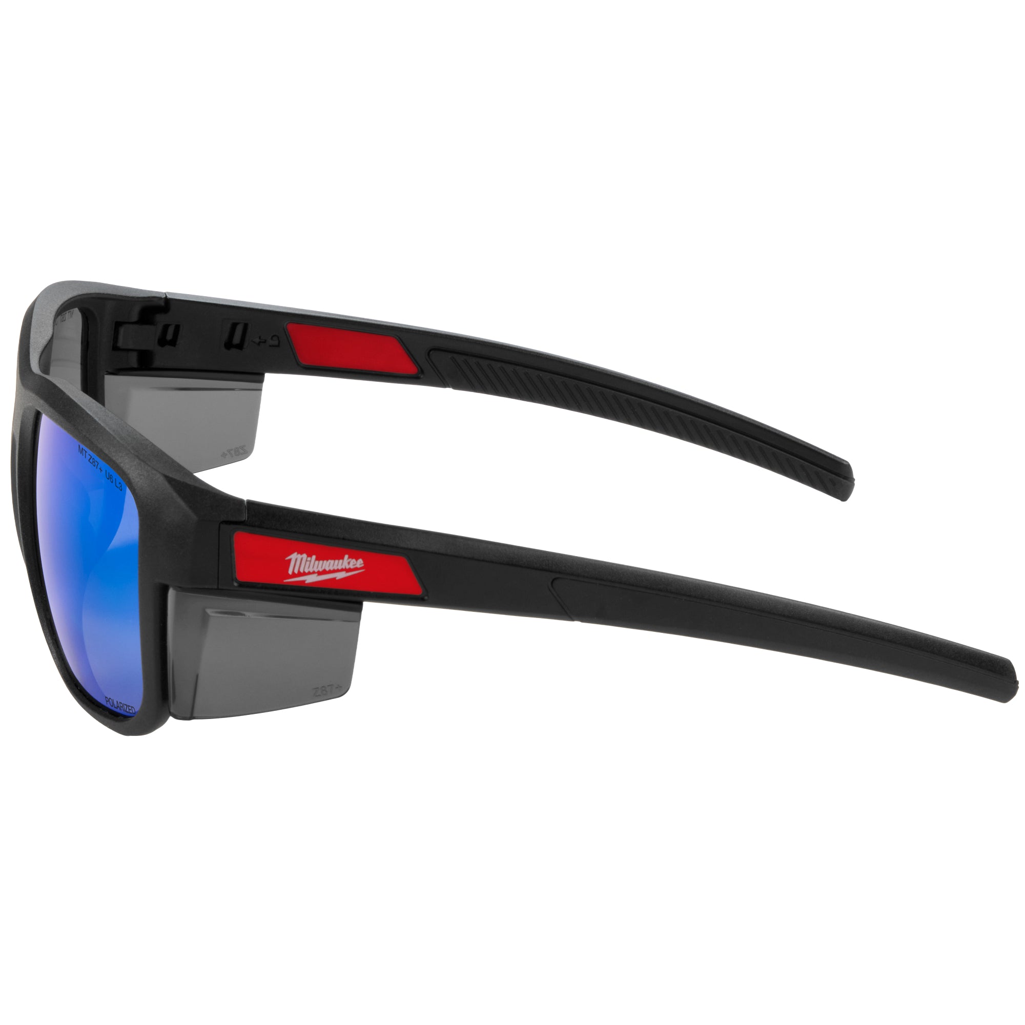 Milwaukee 48-73-2511 Polarized Full Frame Safety Glasses with Removable Side Shields – Blue Mirrored Dual Coat Lenses