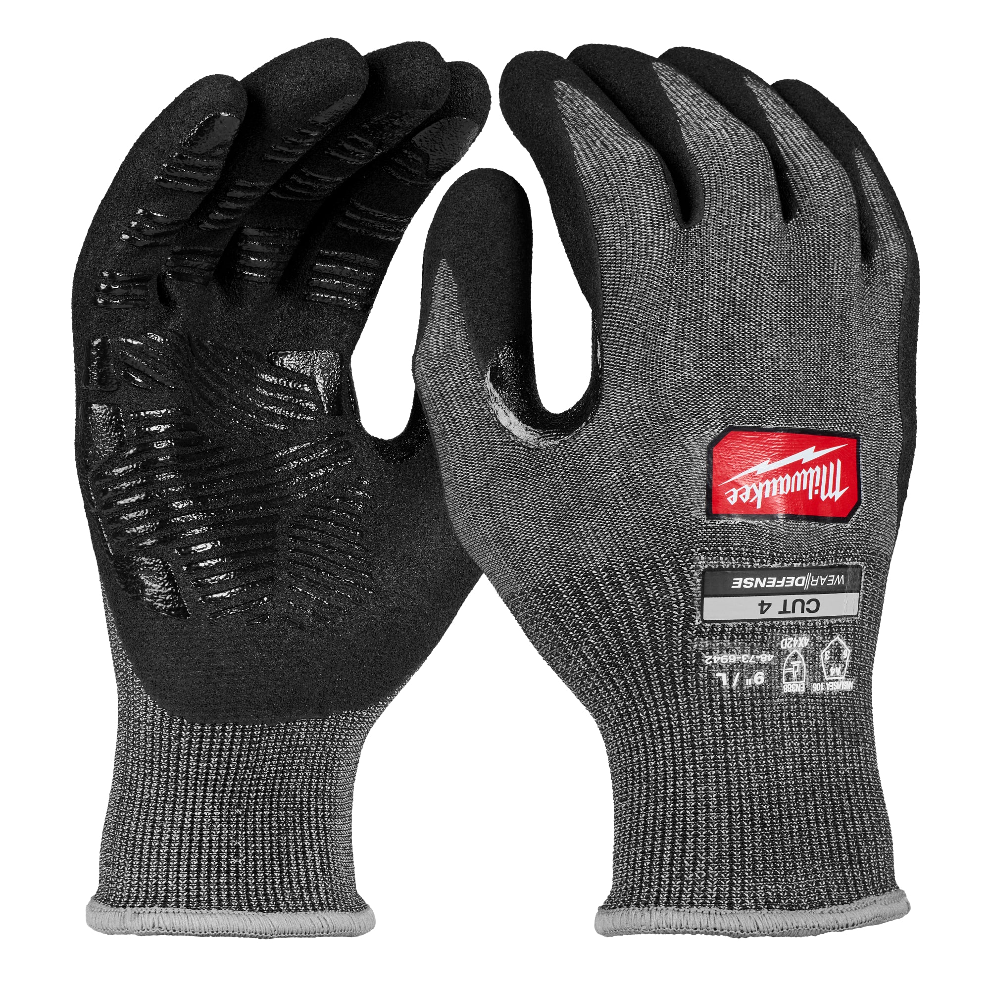 Milwaukee 48-73-6942 Cut Level 4 High Dexterity Nitrile Dipped Gloves w/ WEAR-DEFENSE™ Protection- L