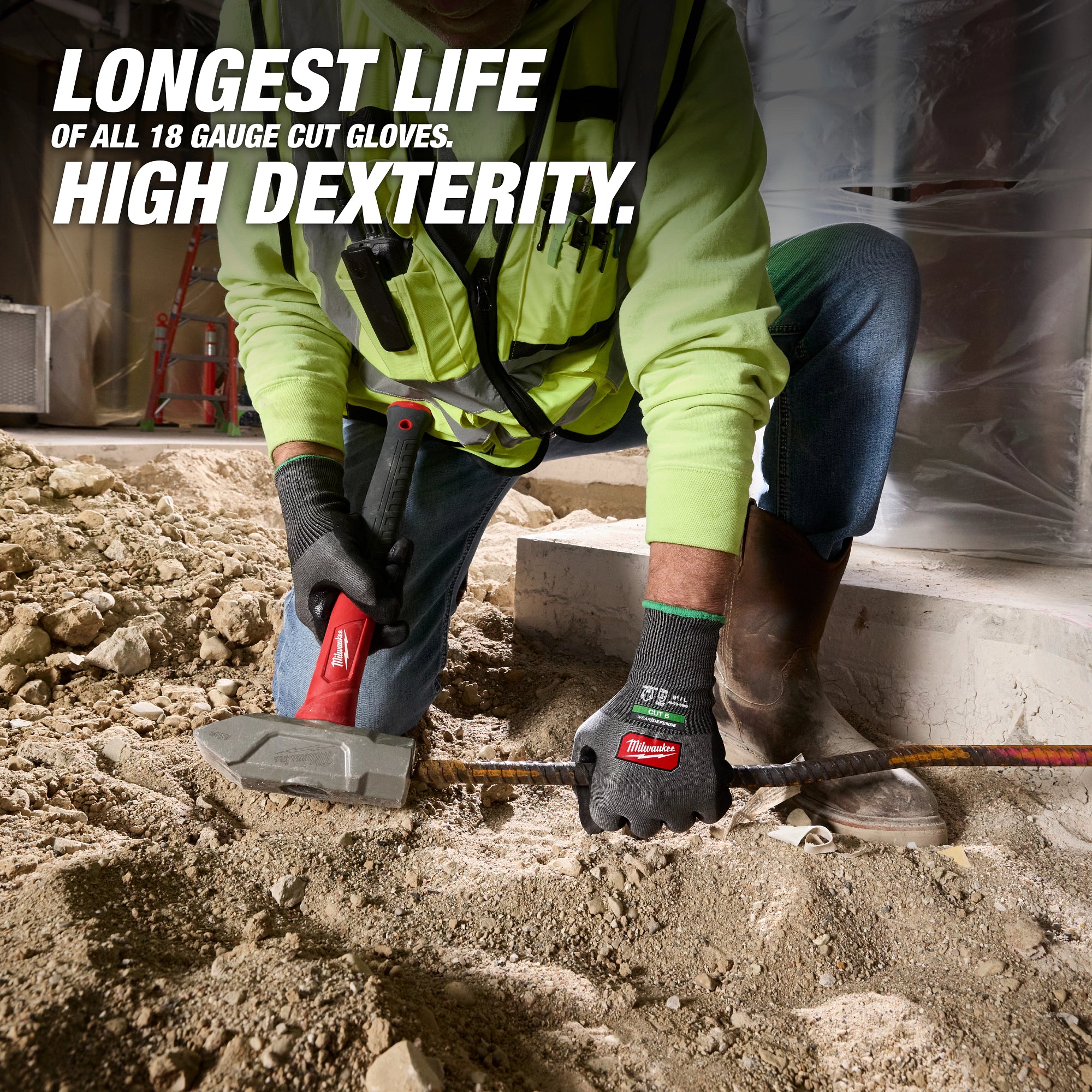 Milwaukee 48-73-6961 Cut Level 6 High Dexterity Nitrile Dipped Gloves w/ WEAR-DEFENSE™ Protection - M