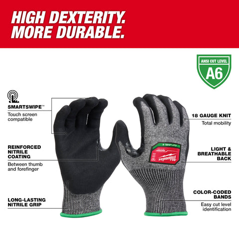 Milwaukee 48-73-7000B 12 Pair Cut Level 6 High-Dexterity Nitrile Dipped Gloves - Ace Tool Group - Milwaukee