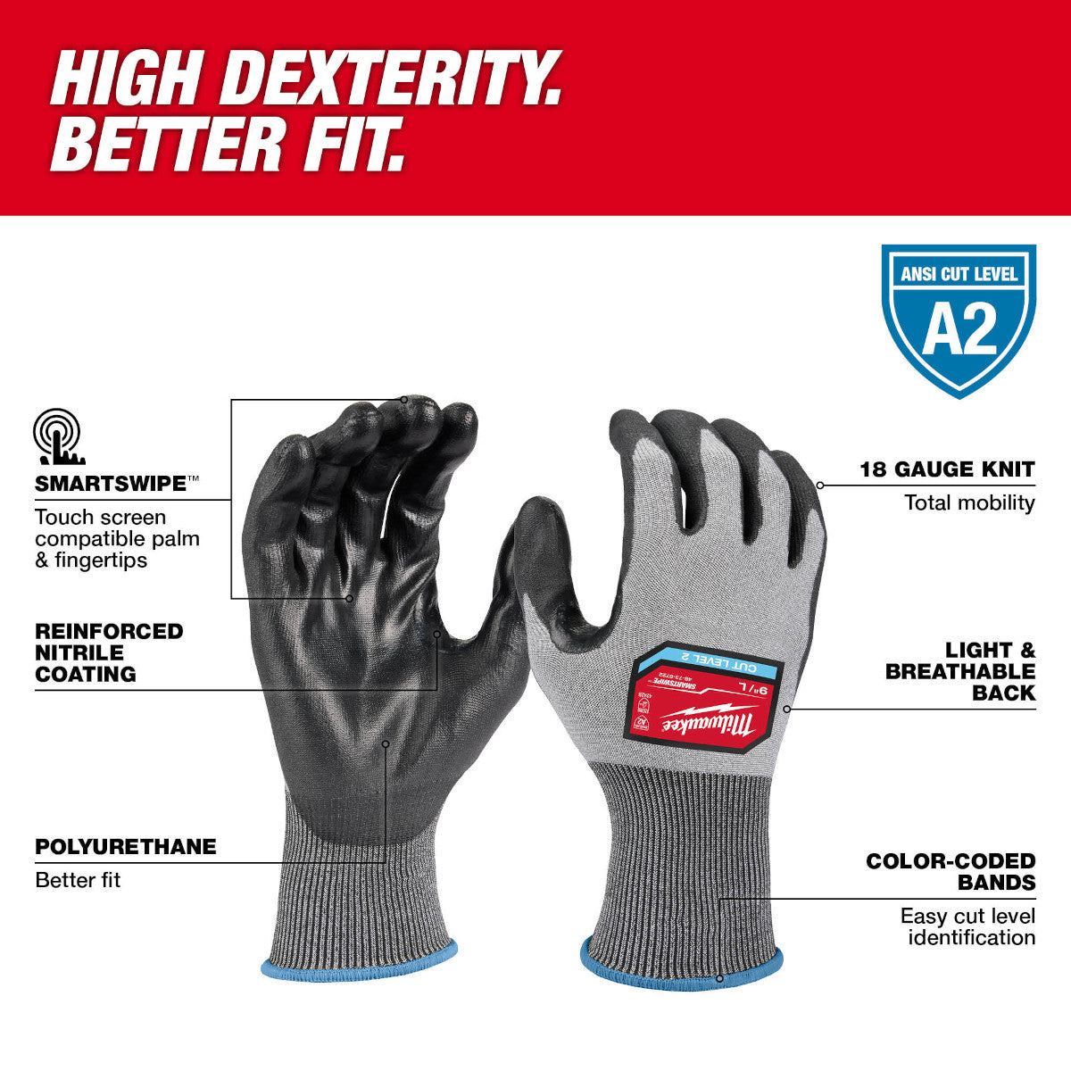 Milwaukee (12) CUT 3 HIGH DEXTERITY GLOVES - Ace Tool Group - Milwaukee