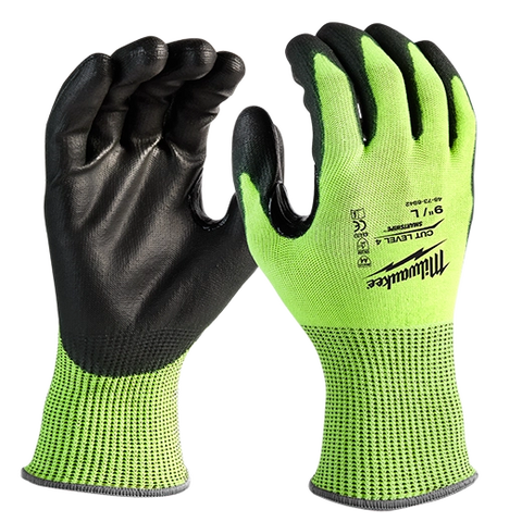 Milwaukee 48-73-8940 High-Visibility Cut Level 4 Polyurethane Dipped Gloves - Ace Tool Group - Milwaukee