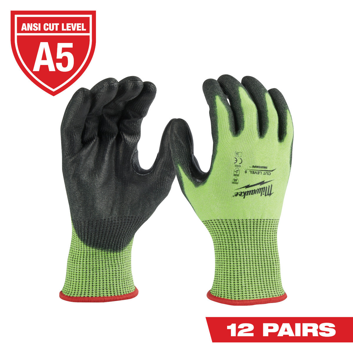 Milwaukee 12PK CUT 5 HIGH VIS GLOVES - Ace Tool Group - Milwaukee