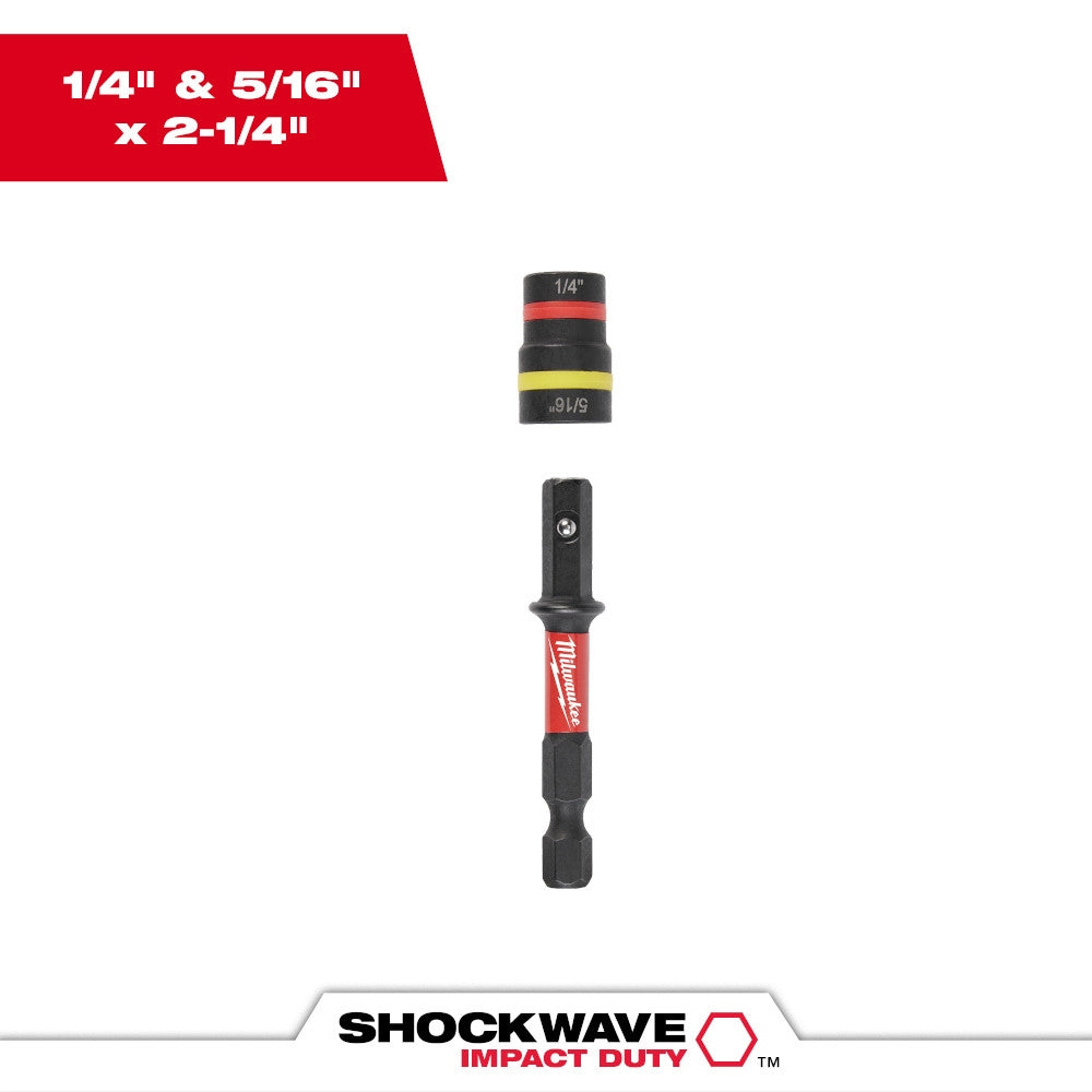 Milwaukee SHOCKWAVE Impact Duty1/4 and 5/16 x 2-1/4 QUIK-CLEAR2-in-1 Magnetic Nut Driver - Ace Tool Group - Milwaukee
