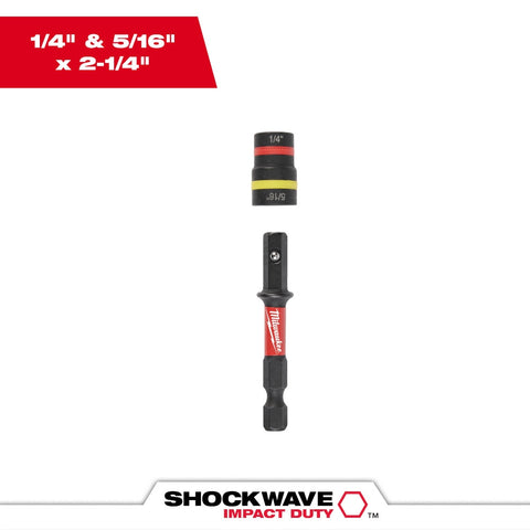 Milwaukee SHOCKWAVE Impact Duty1/4" and 5/16" x 2-1/4" QUIK-CLEAR2-in-1 Magnetic Nut Driver BULK 25 - Ace Tool Group - Milwaukee