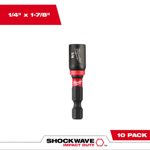 Milwaukee 49-66-0502 SHOCKWAVE Impact Duty 1/4" x 1-7/8" Magnetic Nut Driver 10PK - Ace Tool Group - Milwaukee