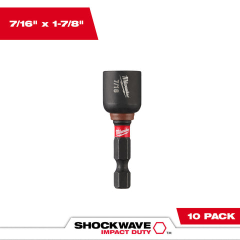 Milwaukee 49-66-0506 SHOCKWAVE Impact Duty 7/16" x 1-7/8" Magnetic Nut Driver 10PK - Ace Tool Group - Milwaukee