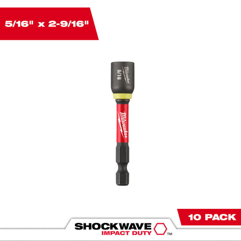 Milwaukee 49-66-0533 SHOCKWAVE Impact Duty 5/16" x 2-9/16" Magnetic Nut Driver 10PK - Ace Tool Group - Milwaukee